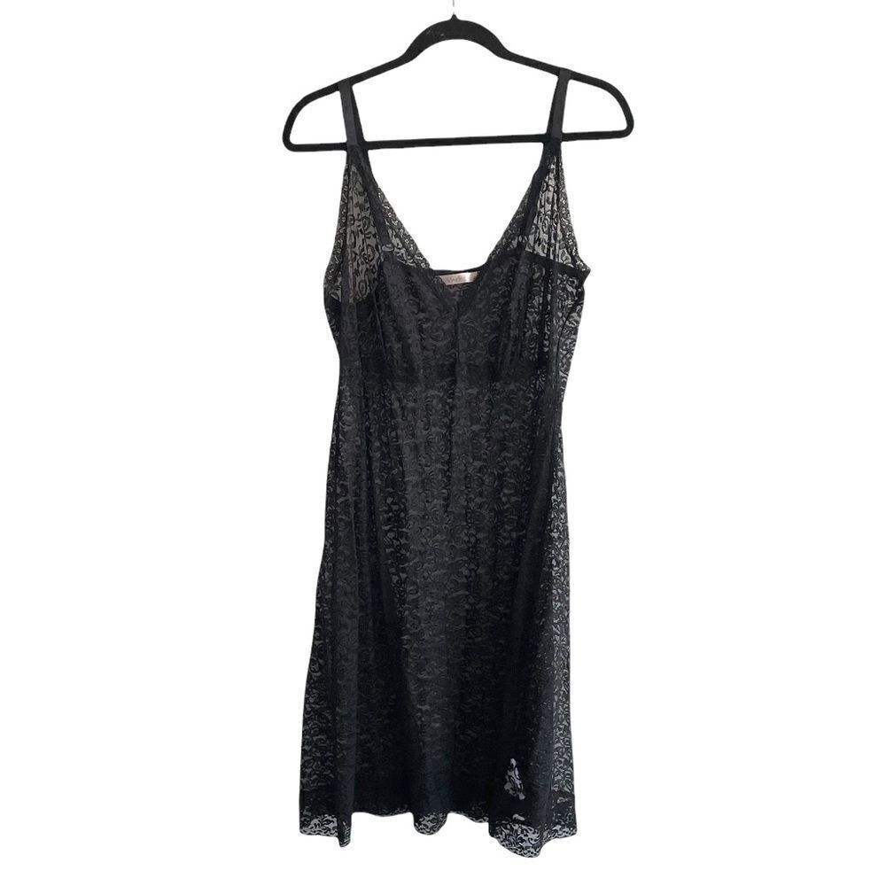 Intimates Sleeveless Lace Mini Nightgown Black M